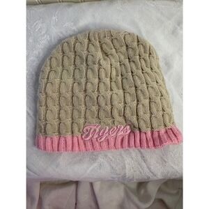 Clemson top of the World Tigers Beanie Kids Tan Pink Cable Knit Collegiate hat